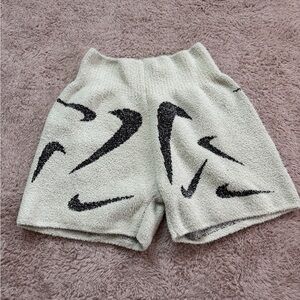 Nike Women's Cream and Black Terry Shorts